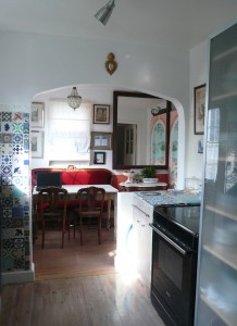 Kitchen and breakfast room after demolition of partition wall