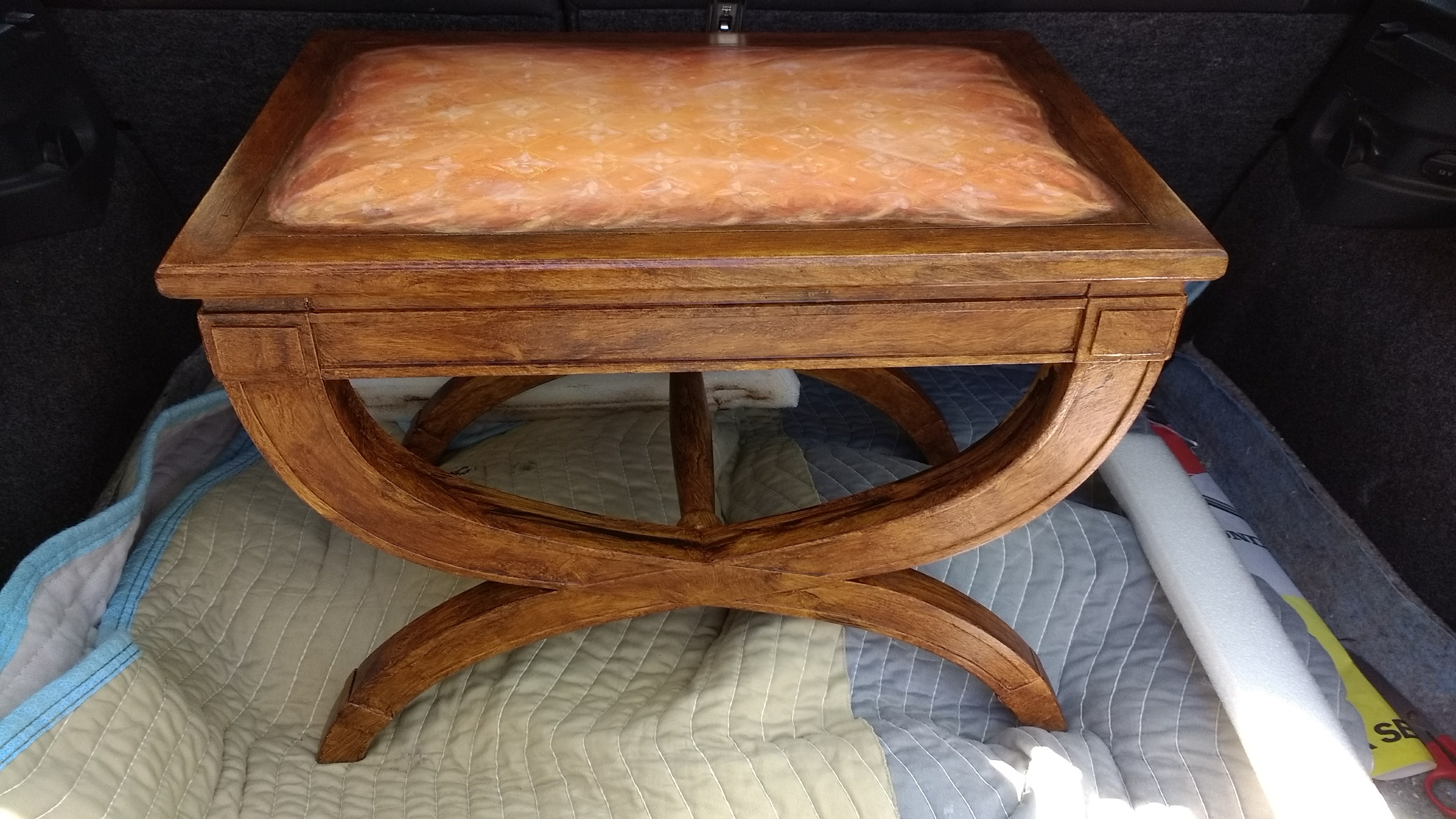 Stool with faux painted cushion